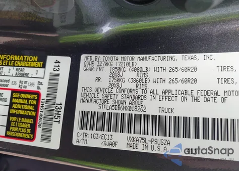 2022 Toyota Tundra Sr5 z USA, uszkodzony, nr VIN 5TFLA5DB6NX018262
